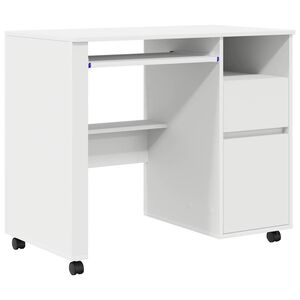 vidaXL Bureau met Wielen met lade Wit 91 x 50 x 77 cm Bewerkt hout