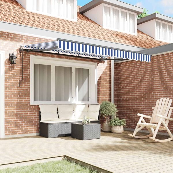 vidaXL Inklapbaar Zonnescherm Blauw 250 x 200 cm Stof