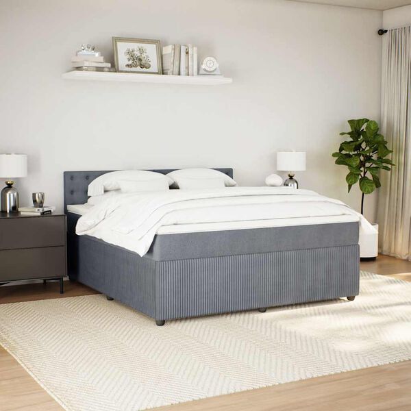 vidaXL Boxspring met matras fluweel donkergrijs 180x200 cm