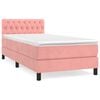 vidaXL Boxspring met matras fluweel roze 90x190 cm
