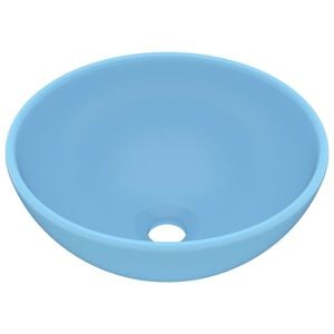 vidaXL Wastafel rond 32,5x14 cm keramiek mat lichtblauw