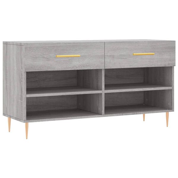 vidaXL Schoenenbank 102x35x55 cm bewerkt hout grijs sonoma eikenkleur
