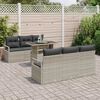 vidaXL Tuin Sofa Set met kussen met opslag 7 pcs Lichtgrijs Poly riet