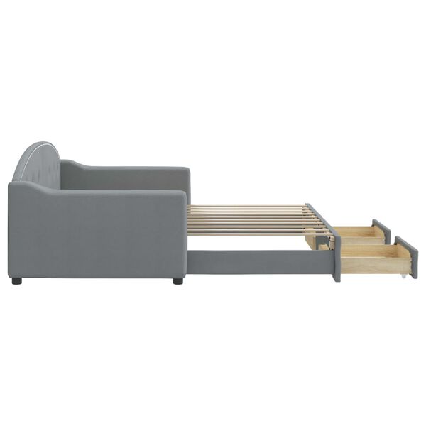 vidaXL Slaapbank met onderschuifbed en lades 90x190 cm stof lichtgrijs