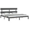 vidaXL Bedframe met hoofdbord massief hout grijs 200x200 cm