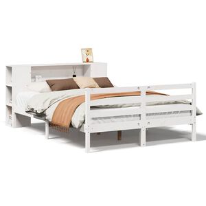 vidaXL Bed met boekenkast zonder matras grenenhout wit 150x200 cm