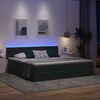 vidaXL Opbergbed met LED met matras Donkergrijs 200 x 200 cm Fluweel
