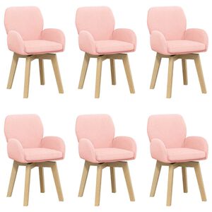 vidaXL Draai Eetstoelen 6 st Boucl&eacute; Roze 54 x 58 x 87 cm