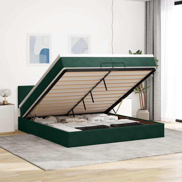 vidaXL Ottoman bed met matrassen en LED's 200x200cm fluweel