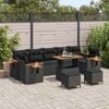 vidaXL Tuinbankenset met kussen 13 pcs Zwart poly rattan