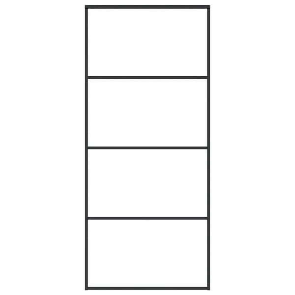 vidaXL Schuifdeur 90x205 cm mat ESG-glas en aluminium zwart