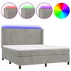 vidaXL Boxspring met matras en LED fluweel lichtgrijs 160x200 cm