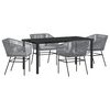vidaXL Tuin eettafelset met kussen 5 pcs Grijs Gepoedercoat staal