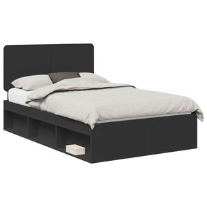 vidaXL Bedframe met hoofdeinde Zwart 120 x 200 cm Massief grenenhout