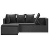 vidaXL 4-delige Loungeset met kussens poly rattan zwart