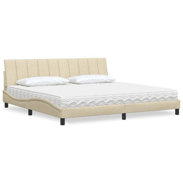 vidaXL Bed met matras "Hanko" stof cr&egrave;mekleurig 200x200 cm
