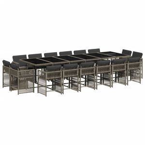 vidaXL 17-delige Tuinset met kussens poly rattan grijs