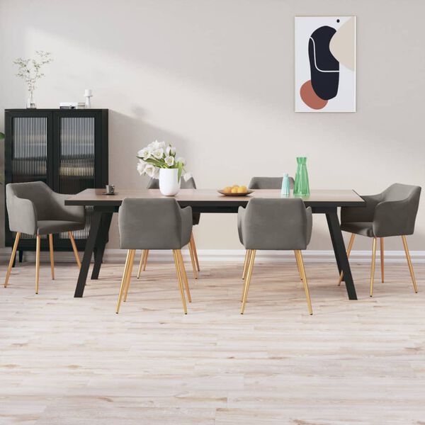vidaXL Eetkamerstoelen 6 st fluweel donkergrijs