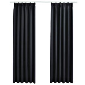 vidaXL Gordijnen verduisterend met haken 2 st 140x225 cm zwart