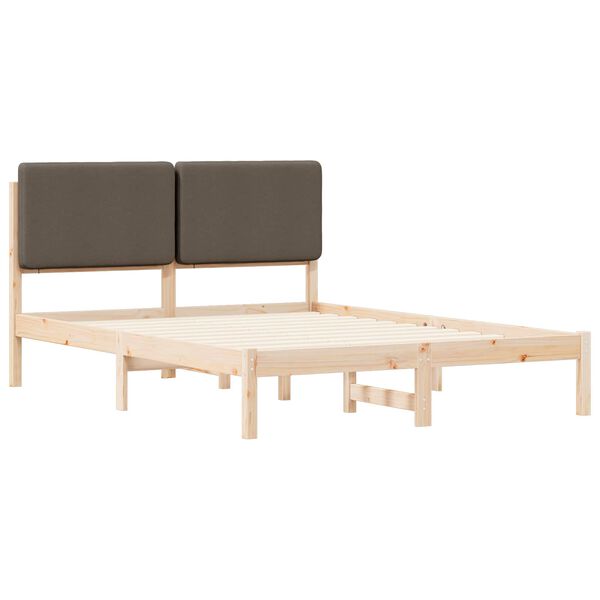 vidaXL Bedframe met Gevoerd Hoofdgedeelte Taupe 160 x 200 cm