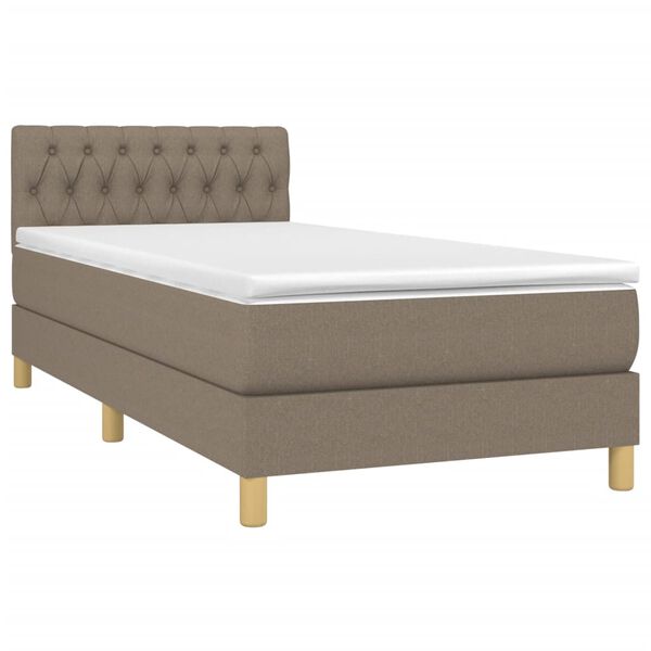 vidaXL Boxspring met matras stof taupe 90x200 cm