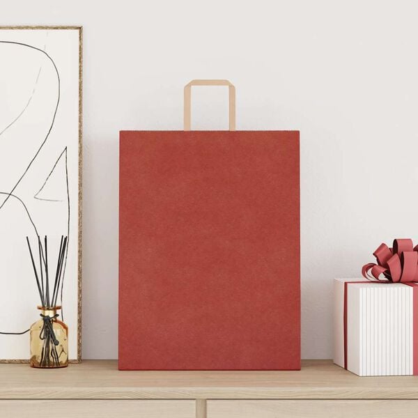 vidaXL Papieren zakken 250 st met hengsels 32x12x42 cm rood