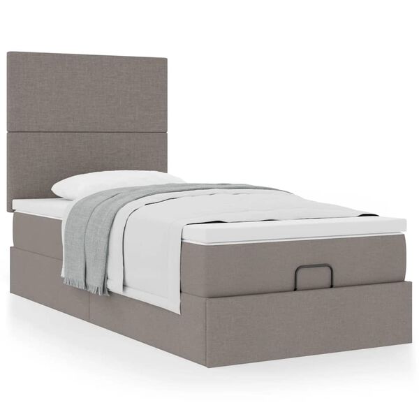 vidaXL Ottoman bed met matras 90x190cm stof taupe