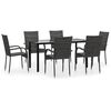 vidaXL 7-delige Tuinset poly rattan grijs