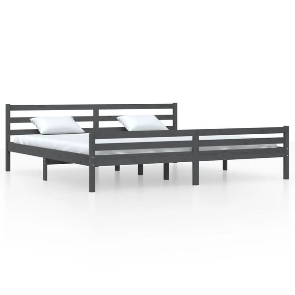 vidaXL Bedframe massief hout grijs 200x200 cm