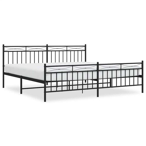 vidaXL Bedframe met hoofd- en voeteneinde metaal zwart 193x203 cm