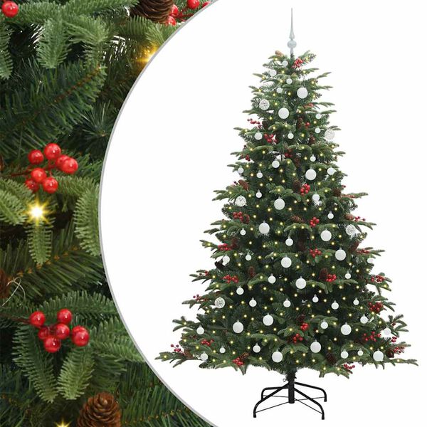 vidaXL Kunstkerstboom Groen 210 cm PVC en Metaal en Plastic