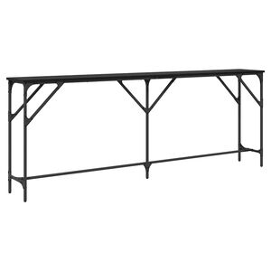 vidaXL Wandtafel Zwart eiken 200 x 29 x 75 cm Gelaagd hout en metaal