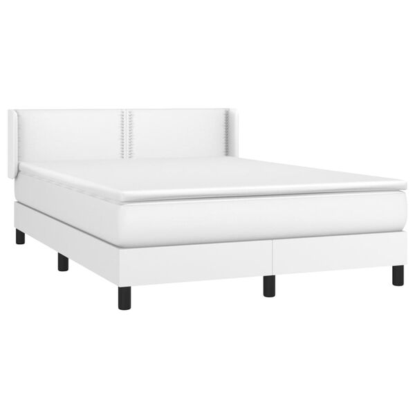 vidaXL Boxspring met matras kunstleer wit 140x200 cm