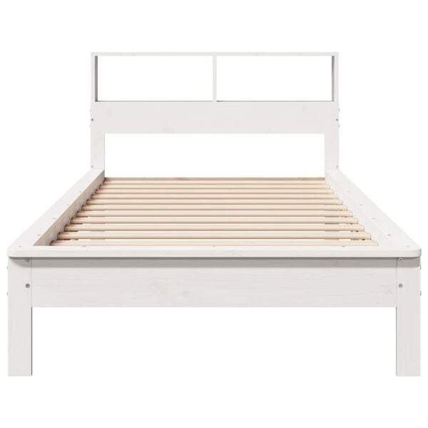 vidaXL Bed met boekenkast zonder matras grenenhout wit 90x190 cm