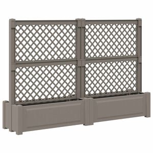 vidaXL Grote planter met trellis 2 pcs Grijs 200 x 43 x 133,5 cm PP