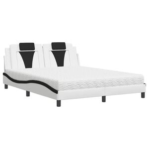 vidaXL Bed "Viana" met matras kunstleer wit en zwart 160x200 cm