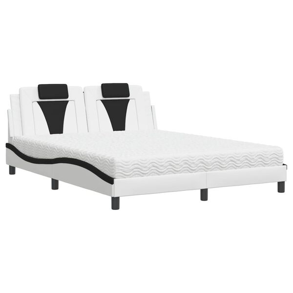 vidaXL Bed "Viana" met matras kunstleer wit en zwart 160x200 cm