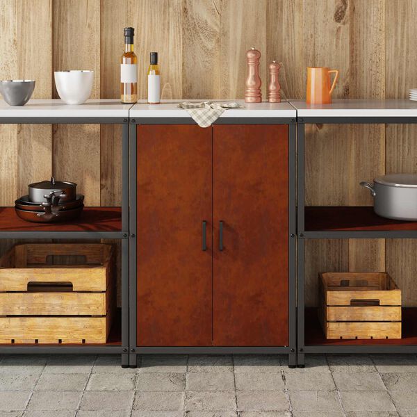 vidaXL Keukenopslag met plank met opslag Roestig 60 x 50 x 92 cm Staal