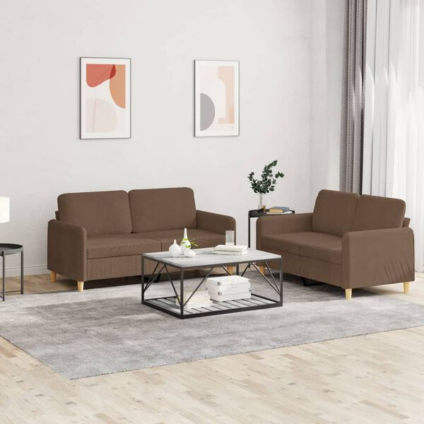 vidaXL 2-delige Loungeset met kussens stof bruin
