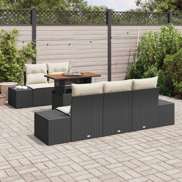 vidaXL Tuin Sofa Set met opslag 6 pcs Zwart Poly riet