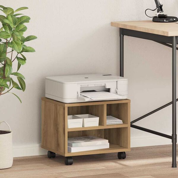 vidaXL Printerstand Artisan Eiken 41 x 32 x 34,5 cm Bewerkt hout