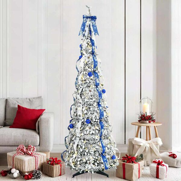 vidaXL Kunstkerstboom met 200 LED met standaard Wit 210 cm PVC