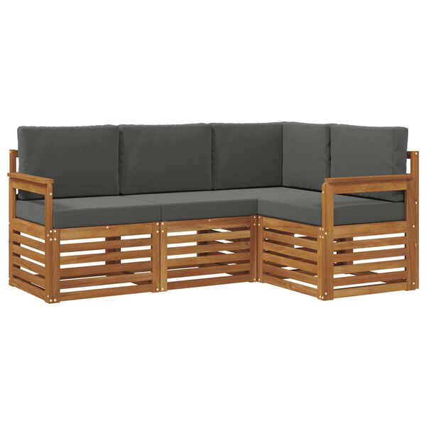 vidaXL Sofa-Sets 4 pcs Natuurlijk en Antraciet Massief Acaciahout