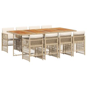 vidaXL 9-delige Tuinset met kussens poly rattan beige