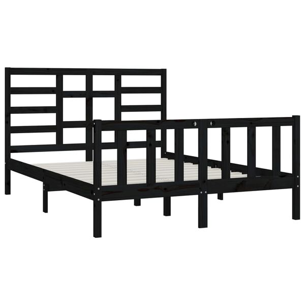 vidaXL Bedframe massief hout zwart 150x200 cm