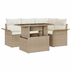 vidaXL Tuin Sofa Set met kussen 5 pcs Beige Poly riet