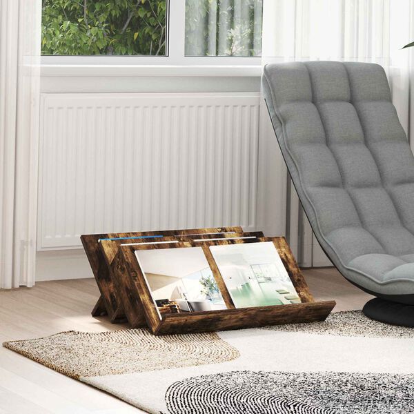 vidaXL Tijdschrift Rek Gerookt eiken 65 x 53 x 28,5 cm Bewerkt hout