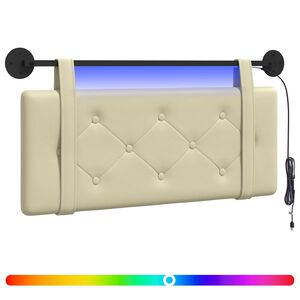 vidaXL Hangend hoofdbord Met LED-verlichting Cr&egrave;mekleurig Kunstleer