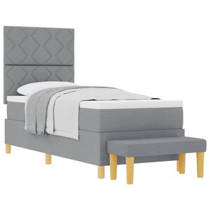 vidaXL Boxspring bed met hoofdeinde Lichtgrijs 200 x 80 cm Stof