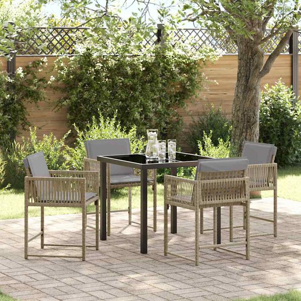 vidaXL Tuin eettafelset 5 pcs Beige poly rattan